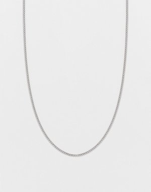 Серебристое ожерелье-цепочка с крупными звеньями толщиной 2 мм из нержавеющей стали -Серебряный Icon Brand