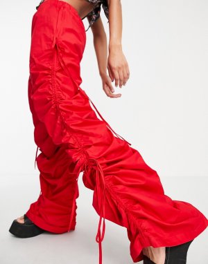 Oversized-брюки карго со сборками -Красный Jaded London