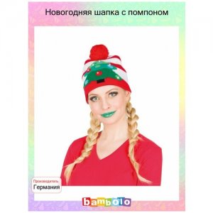 Новогодняя шапка с помпоном (11457), универсальные. RUBIE'S. Цвет: красный