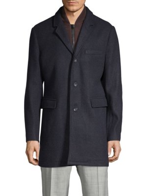 Классическое пальто с подогревом , цвет Navy Heather Michael Kors
