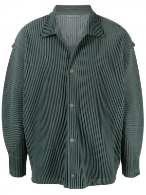 Плиссированная куртка на пуговицах Homme Plissé Issey Miyake. Цвет: зеленый