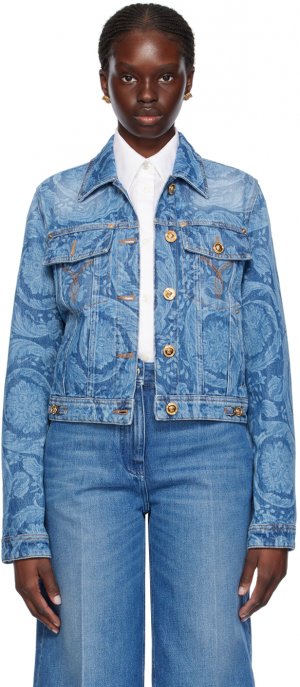 Синяя джинсовая куртка в стиле барокко Versace