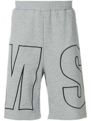 Спортивные шорты с принтом логотипа MSGM. Цвет: серый