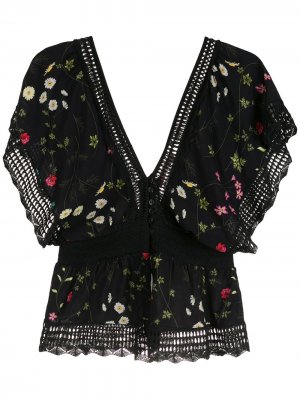 Блузка с V-образным вырезом и цветочным принтом Cecilia Prado. Цвет: черный
