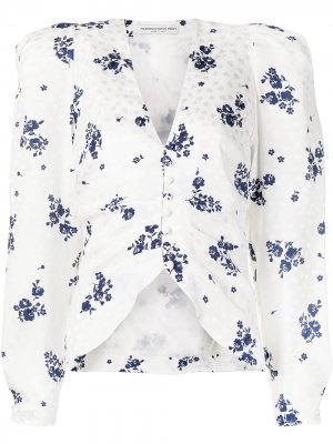 Блузка с цветочным принтом Alessandra Rich. Цвет: белый