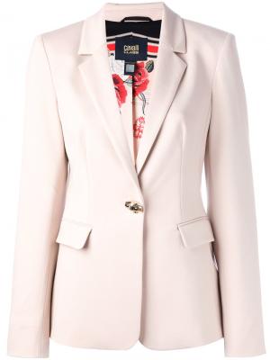 Приталенный пиджак Cavalli Class. Цвет: розовый и фиолетовый