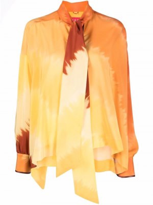 Pussy-bow collar silk blouse F.R.S For Restless Sleepers. Цвет: оранжевый