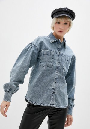 Рубашка джинсовая Ichi. Цвет: голубой