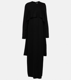 Платье макси из кади с драпировкой Toteme, черный Totême