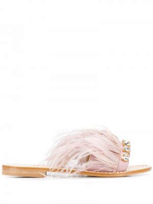 Декорированные сандалии с открытым носком Emanuela Caruso. Цвет: розовый