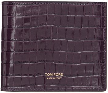 Пурпурный глянцевый кошелек из крокодиловой кожи TOM FORD