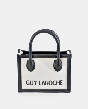 Маленькая комбинированная сумка-тоут из ткани и двухцветной кожи экрю черного цвета , мультиколор Guy Laroche