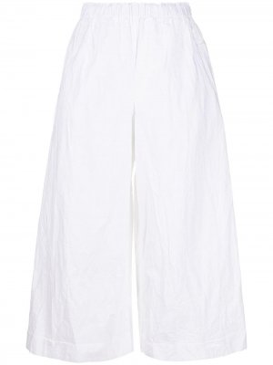 Укороченные брюки палаццо с жатым эффектом Daniela Gregis. Цвет: белый