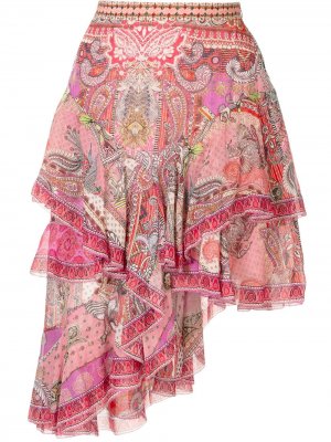 Многослойная юбка асимметричного кроя Camilla. Цвет: розовый