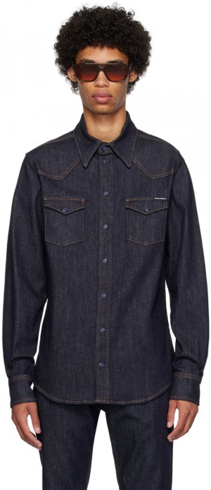 Темно-синяя джинсовая рубашка на кнопках Dolce & Gabbana