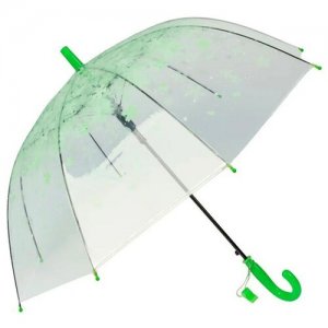 Зонт детский для девочек с лепестками цветов сакуры и свистком, зеленый Baziator. Цвет: зеленый