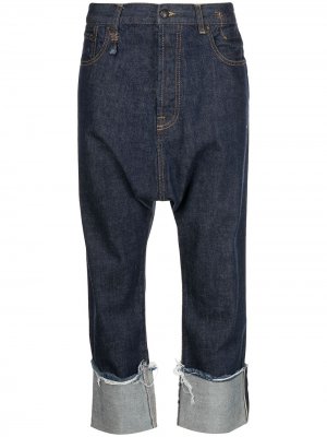 Укороченные джинсы с низким шаговым швом R13. Цвет: синий
