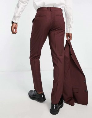 Бордовые узкие костюмные брюки Asos. Цвет: красный