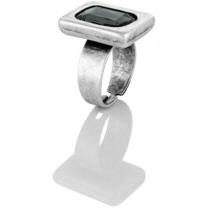 Посеребренное кольцо - перстень с серым кристаллом L'attrice di base. Цвет: серый/серебристый