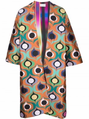 Пальто-кимоно с геометричным принтом Pierre-Louis Mascia. Цвет: оранжевый