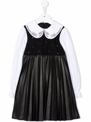 Платье с вышивкой Miss Blumarine. Цвет: черный
