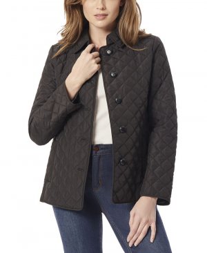 Стеганое пальто на пуговицах с длинными рукавами Petite Jones New York, черный YORK