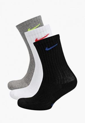 Носки 3 пары Nike KIDS PERFORMANCE CUSHIONED CREW TRAINING SOCKS (3 PAIR). Цвет: разноцветный