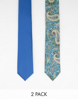 Набор галстуков бирюзового цвета и с принтом пейсли -Голубой Gianni Feraud