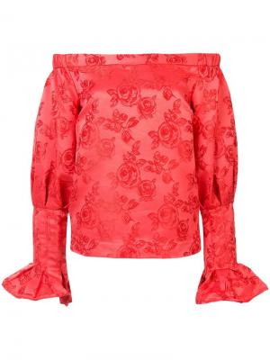 Блузка с цветочным принтом со спущенными рукавами C/Meo. Цвет: красный