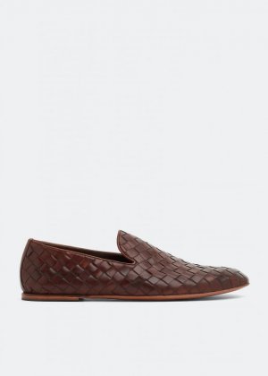 Слиперы BARRETT Leather woven slippers, коричневый