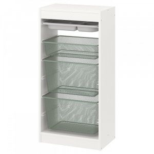 Комбинация для хранения ИКЕА ТРУФАСТ с лотком бело-серый светло-зелено-серый 46x30x95 см IKEA