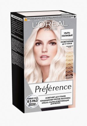 Краска для волос LOreal Paris L'Oreal Осветлитель Préférence, осветление до 9 тонов, ультра-платиновый блонд, Bleach. Цвет: белый