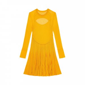 Платье с длинными рукавами и оборками от, Золотисто-желтый Givenchy