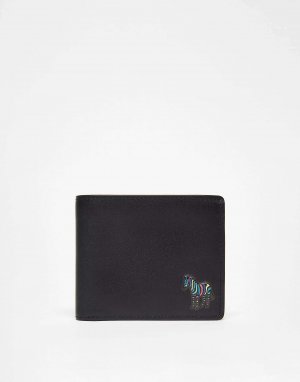 Черный кожаный кошелек с логотипом под зебру PS Paul Smith