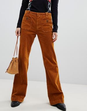 Вельветовые брюки клеш -Оранжевый Free People