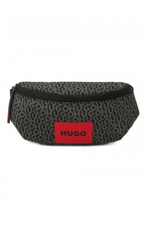 Текстильная поясная сумка HUGO. Цвет: чёрный