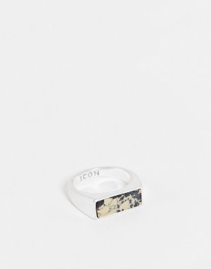 Серебристое кольцо с мраморной отделкой -Серебряный Icon Brand