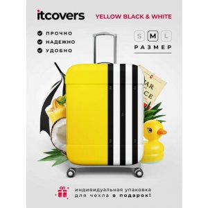 Чехол для чемодана Yellow-b-w-m, 80 л, размер M, белый, черный Fancy Armor. Цвет: белый/черный/желтый