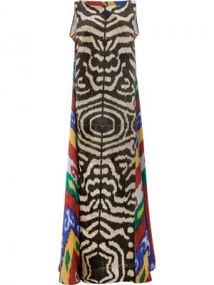 Платье макси с принтом зебра Afroditi Hera. Цвет: многоцветный