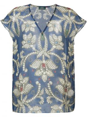 Блузка с цветочным принтом Alena Akhmadullina. Цвет: синий