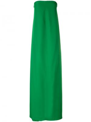 Длинное платье без бретелек Cédric Charlier. Цвет: зелёный