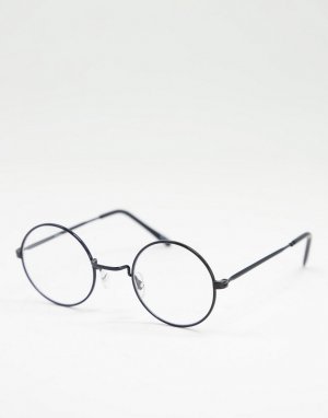 Круглые очки с прозрачными стеклами черной оправой -Черный Jeepers Peepers