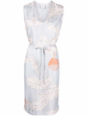 Шелковое платье с цветочным принтом Alysi. Цвет: синий