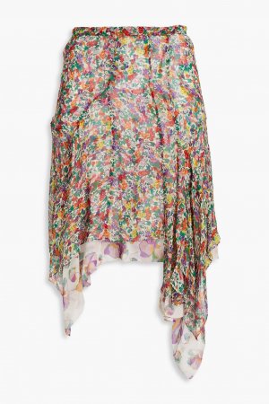 Многослойная мини-юбка Omyles из шелкового крепона с цветочным принтом ISABEL MARANT, разноцветный Marant