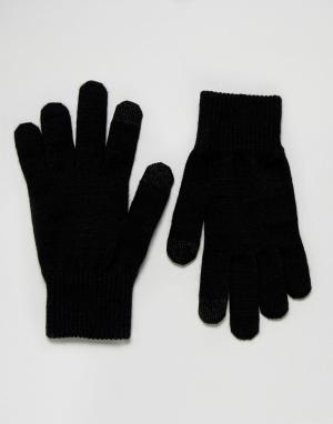 Черные перчатки для сенсорных гаджетов Levis. Цвет: черный
