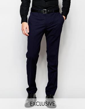Эксклюзивные эластичные брюки скинни в клетку с теневым эффектом Numbe Number Eight Savile Row. Цвет: синий