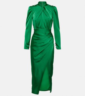 Платье миди из драпированного атласа , зеленый Self-Portrait