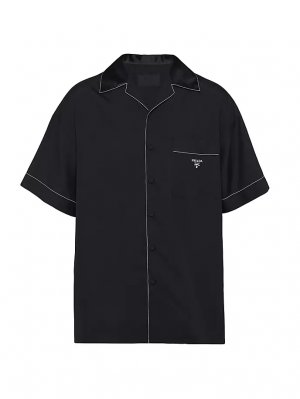 Шелковая рубашка с короткими рукавами , черный Prada