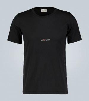Хлопковая футболка с фирменным логотипом , черный Saint Laurent