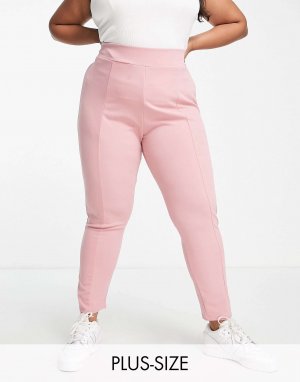 Розовые зауженные брюки Yours. Цвет: розовый
